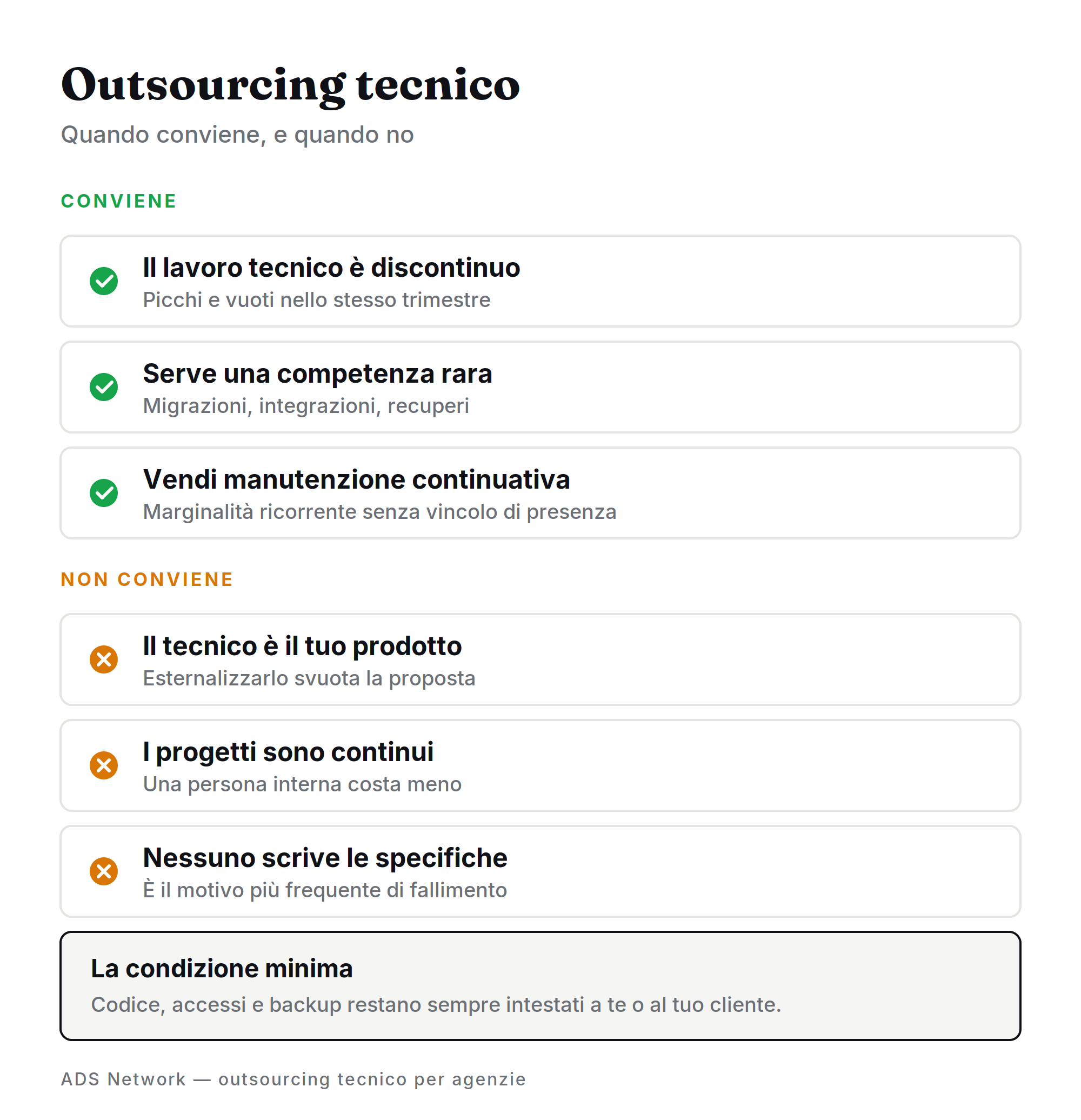 Quando conviene affidare il lavoro tecnico a un partner esterno