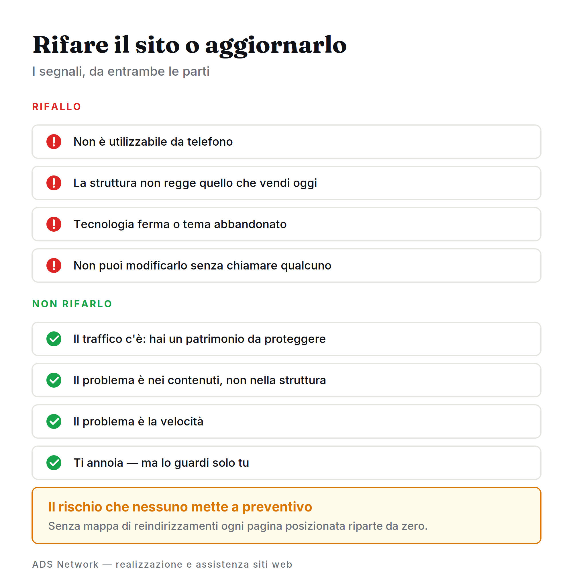 Quando rifare il sito e quando basta un intervento mirato